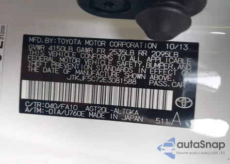 2014 Scion Tc z USA, uszkodzony, nr VIN JTKJF5C72E3081588